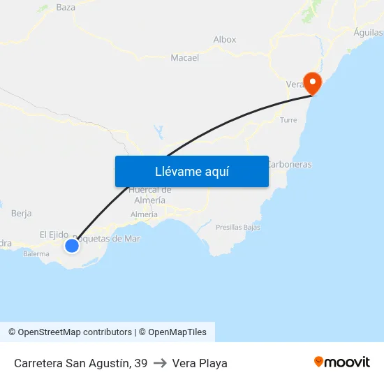 Carretera San Agustín, 39 to Vera Playa map