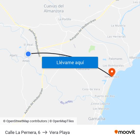 Calle La Pernera, 6 to Vera Playa map