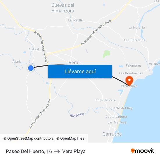 Paseo Del Huerto, 16 to Vera Playa map