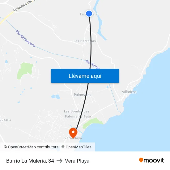 Barrio La Muleria, 34 to Vera Playa map
