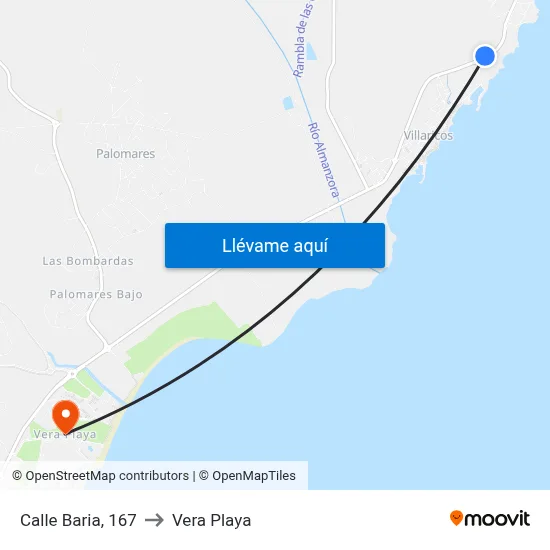 Calle Baria, 167 to Vera Playa map
