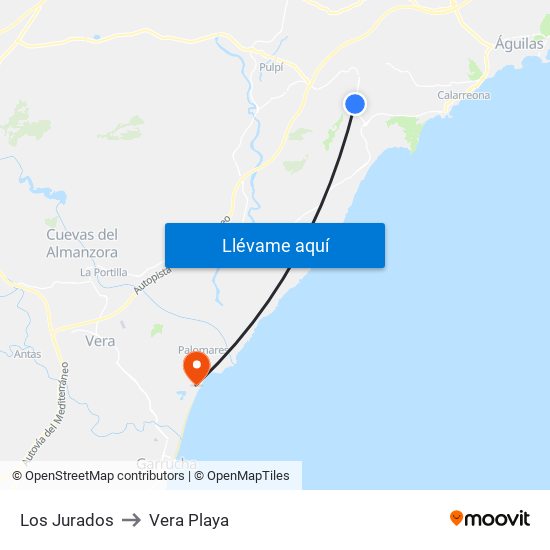 Los Jurados to Vera Playa map