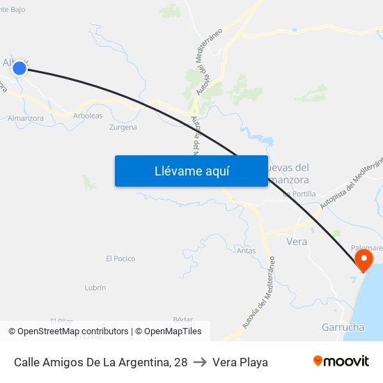 Calle Amigos De La Argentina, 28 to Vera Playa map