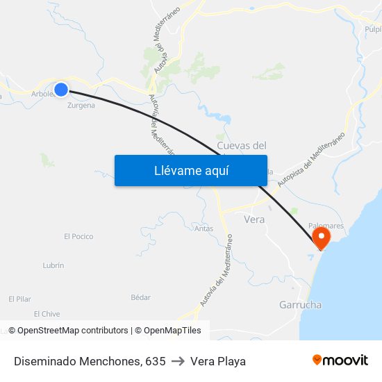 Diseminado Menchones, 635 to Vera Playa map