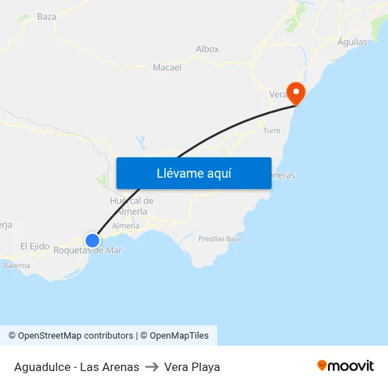 Aguadulce - Las Arenas to Vera Playa map