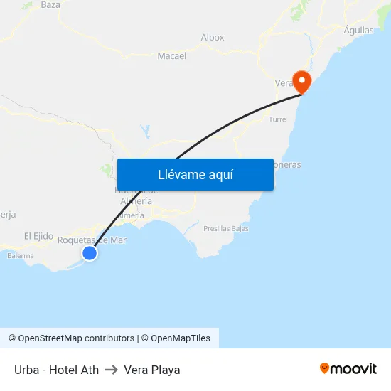 Urba - Hotel Ath to Vera Playa map