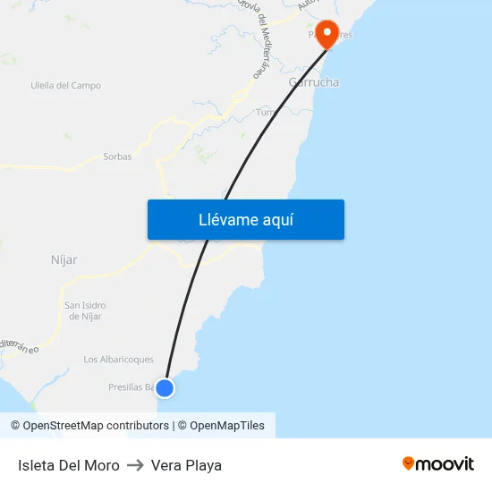Isleta Del Moro to Vera Playa map