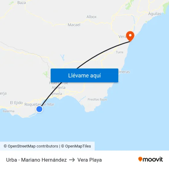 Urba - Mariano Hernández to Vera Playa map