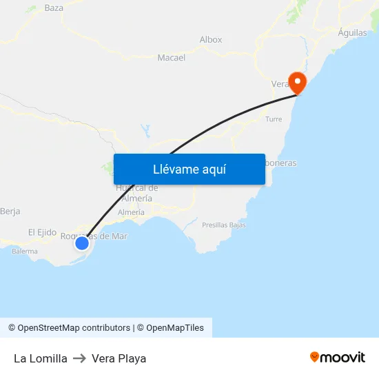 La Lomilla to Vera Playa map