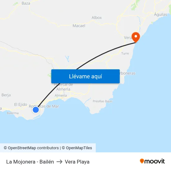 La Mojonera - Bailén to Vera Playa map
