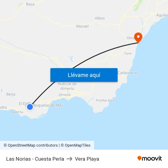 Las Norias - Cuesta Perla to Vera Playa map