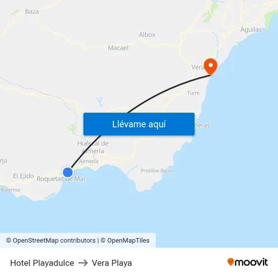 Hotel Playadulce to Vera Playa map