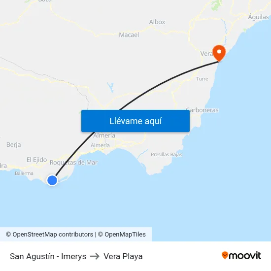San Agustín - Imerys to Vera Playa map