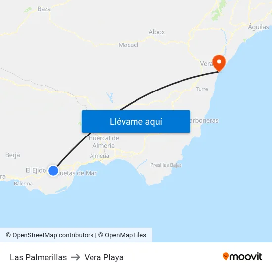 Las Palmerillas to Vera Playa map