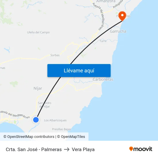 Crta. San José - Palmeras to Vera Playa map