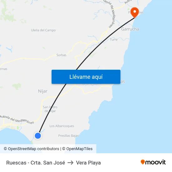 Ruescas - Crta. San José to Vera Playa map