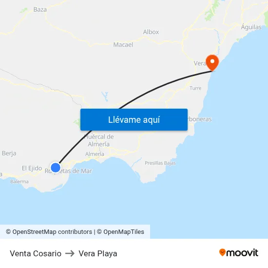 Venta Cosario to Vera Playa map