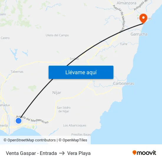 Venta Gaspar - Entrada to Vera Playa map