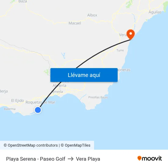 Playa Serena - Paseo Golf to Vera Playa map