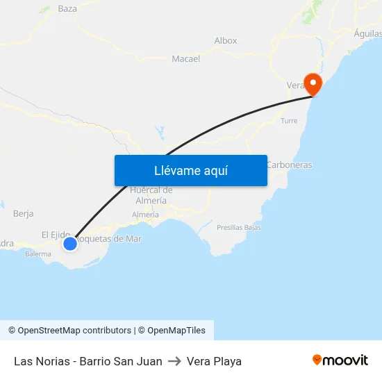 Las Norias - Barrio San Juan to Vera Playa map