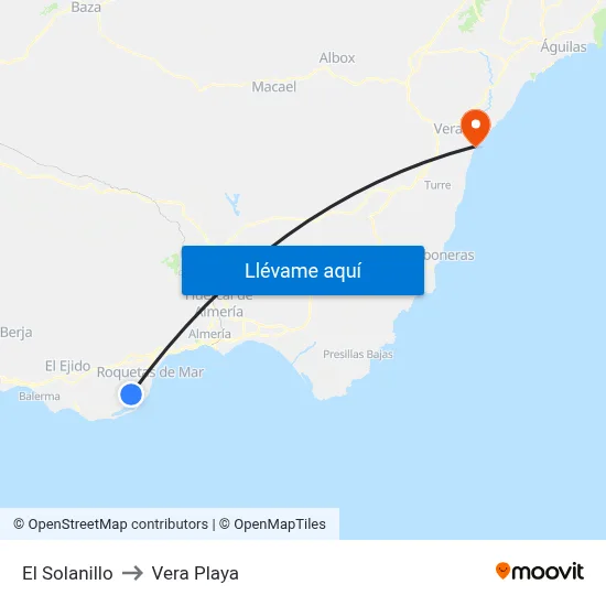 El Solanillo to Vera Playa map