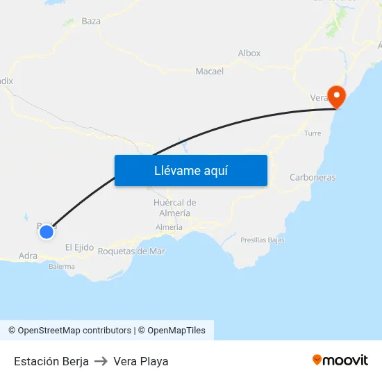 Estación Berja to Vera Playa map