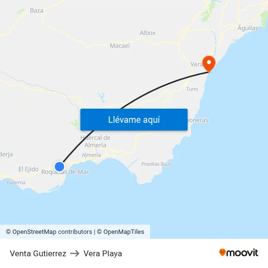 Venta Gutierrez to Vera Playa map