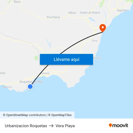 Urbanizacion Roquetas to Vera Playa map
