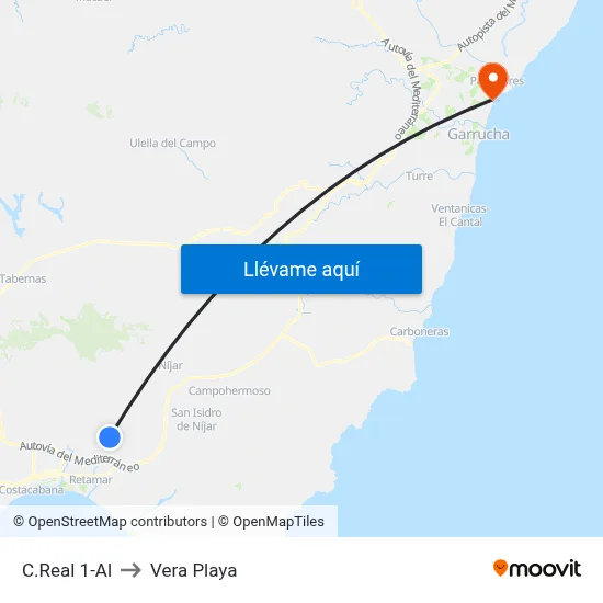 C.Real 1-Al to Vera Playa map