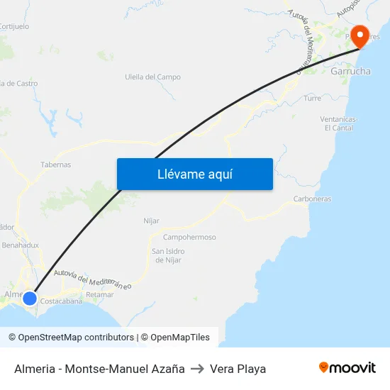 Almeria - Montse-Manuel Azaña to Vera Playa map