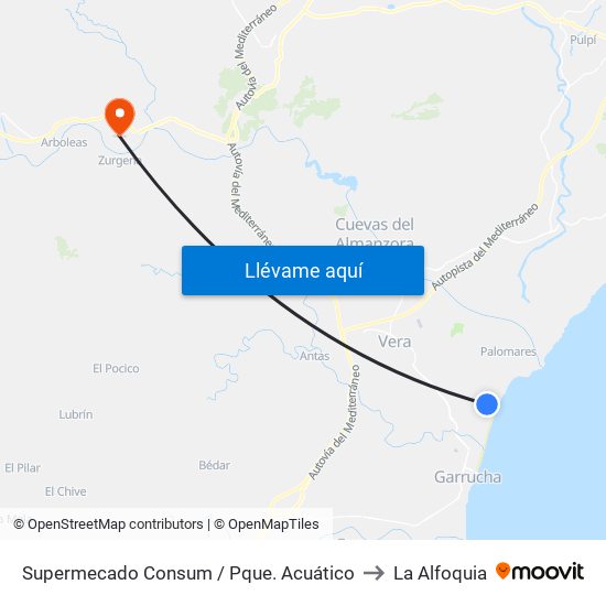 Supermecado Consum / Pque. Acuático to La Alfoquia map