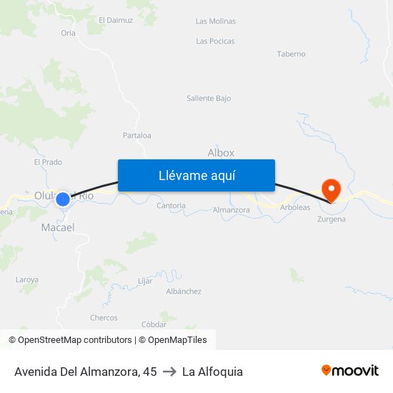 Avenida Del Almanzora, 45 to La Alfoquia map