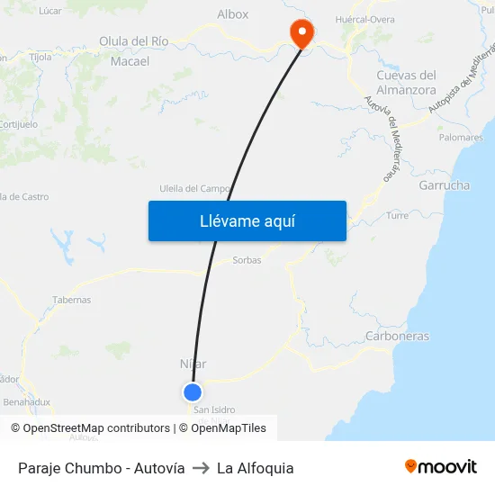 Paraje Chumbo - Autovía to La Alfoquia map