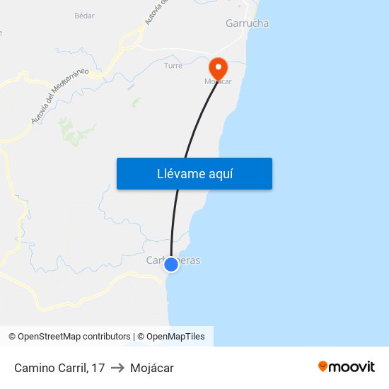 Camino Carril, 17 to Mojácar map