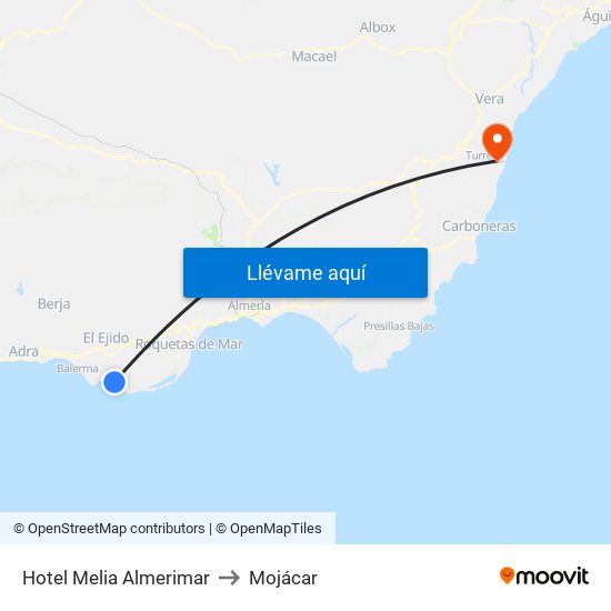 Hotel Melia Almerimar to Mojácar map