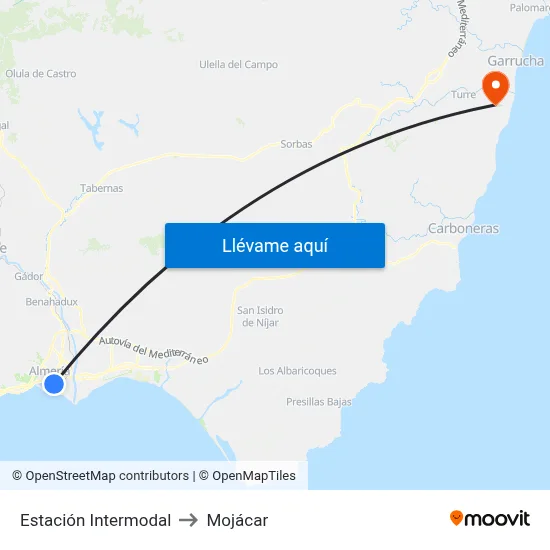 Estación Intermodal to Mojácar map