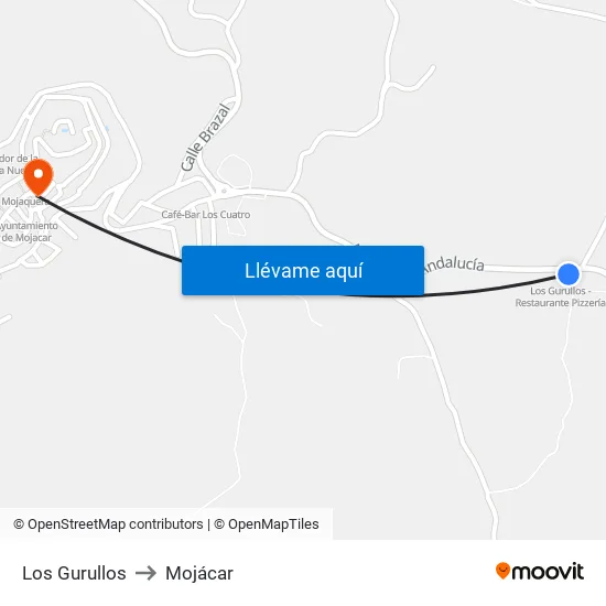 Los Gurullos to Mojácar map