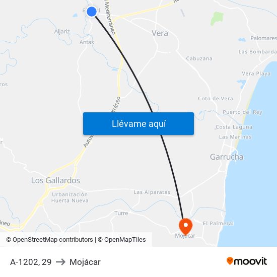 A-1202, 29 to Mojácar map