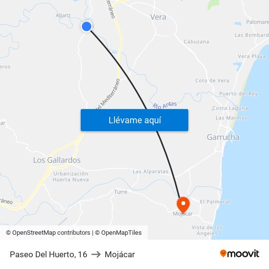 Paseo Del Huerto, 16 to Mojácar map