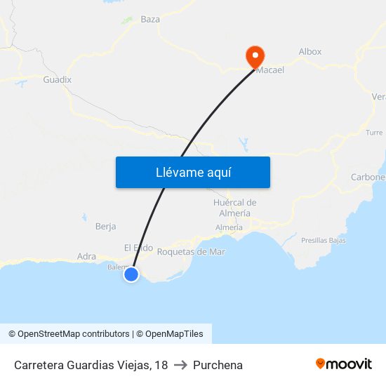 Carretera Guardias Viejas, 18 to Purchena map