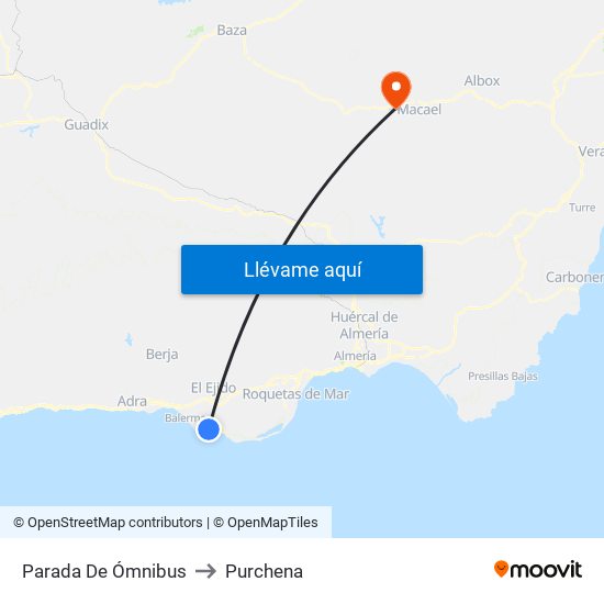 Parada De Ómnibus to Purchena map