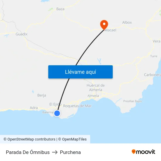 Parada De Ómnibus to Purchena map