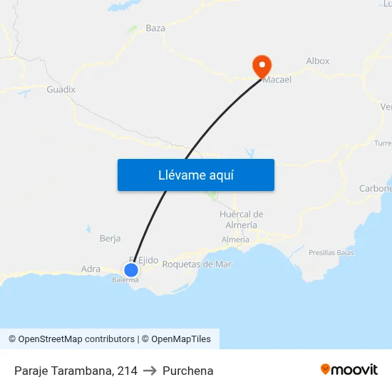 Paraje Tarambana, 214 to Purchena map