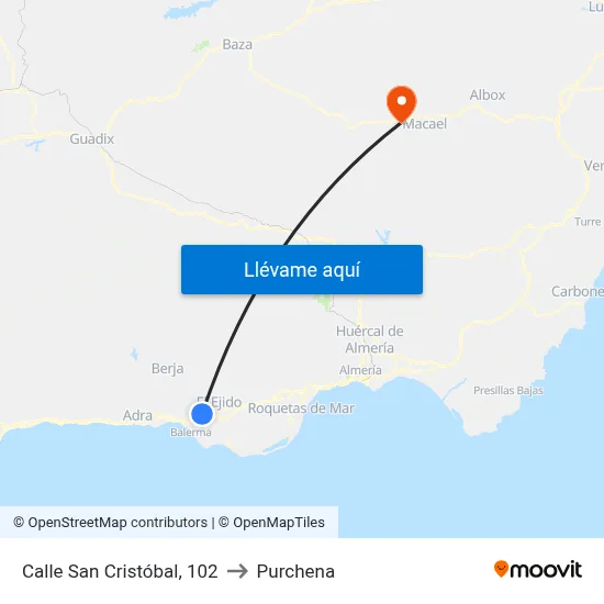 Calle San Cristóbal, 102 to Purchena map