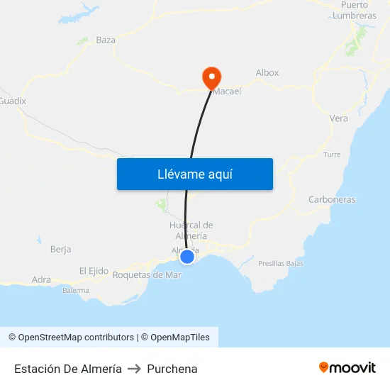 Estación De Almería to Purchena map