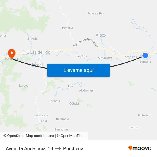 Avenida Andalucia, 19 to Purchena map