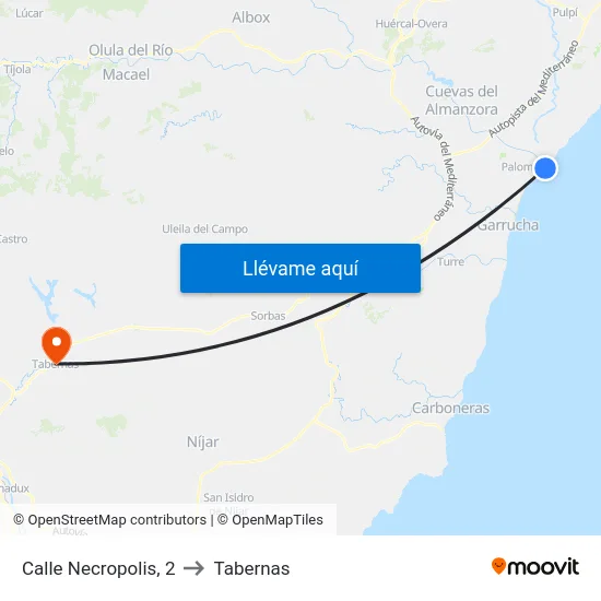 Calle Necropolis, 2 to Tabernas map
