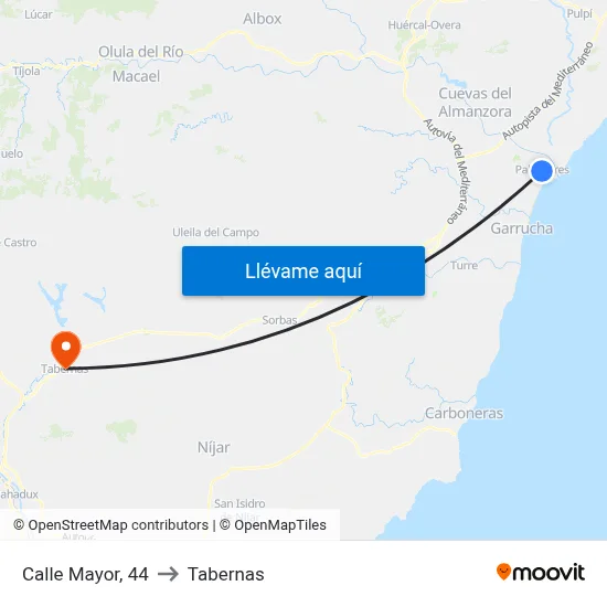 Calle Mayor, 44 to Tabernas map