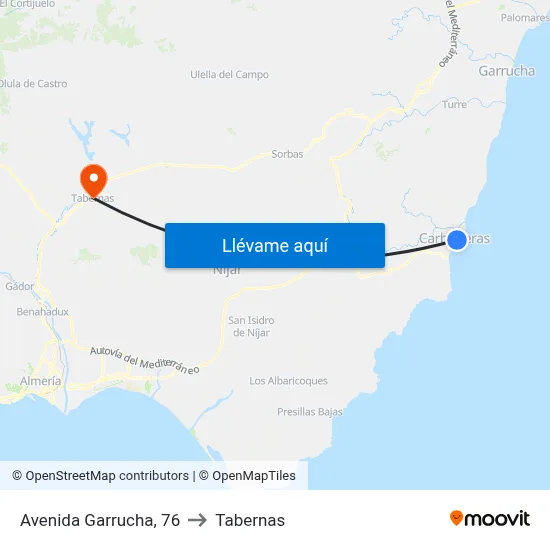 Avenida Garrucha, 76 to Tabernas map