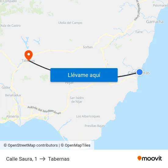 Calle Saura, 1 to Tabernas map